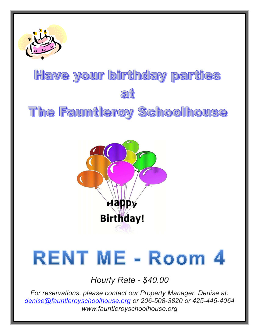 Room 4 Birthday Rental